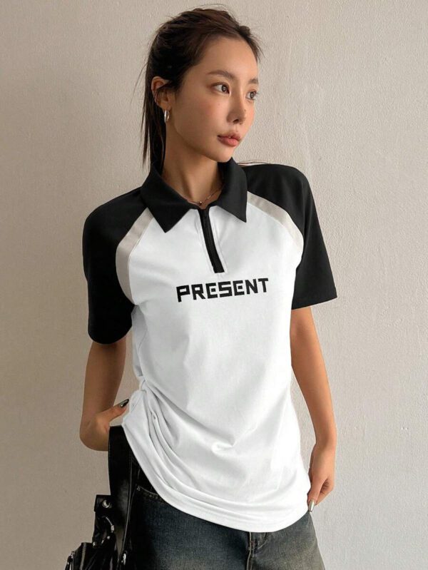 DAZY Women's Casual School Back Graphic Short Sleeve T-Shirt Summer – Image 10