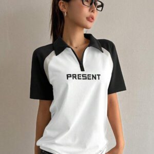 DAZY Women's Casual School Back Graphic Short Sleeve T-Shirt Summer