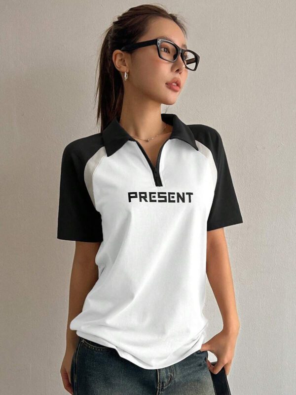 DAZY Women's Casual School Back Graphic Short Sleeve T-Shirt Summer – Image 11
