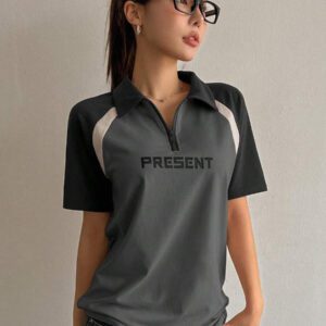 DAZY Women's Casual School Back Graphic Short Sleeve T-Shirt Summer