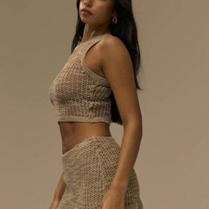 MUSERA Open Knit Cropped Vest Top Fall Cute Streetwear Festival Farmhouse , Country, Vintage, Fall Autumn
