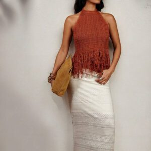 COSMINA Women Sleeveless Solid Color Knitted Top, Fashionable For Summer