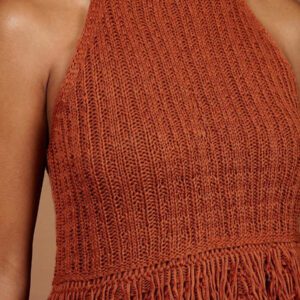 COSMINA Women Sleeveless Solid Color Knitted Top, Fashionable For Summer