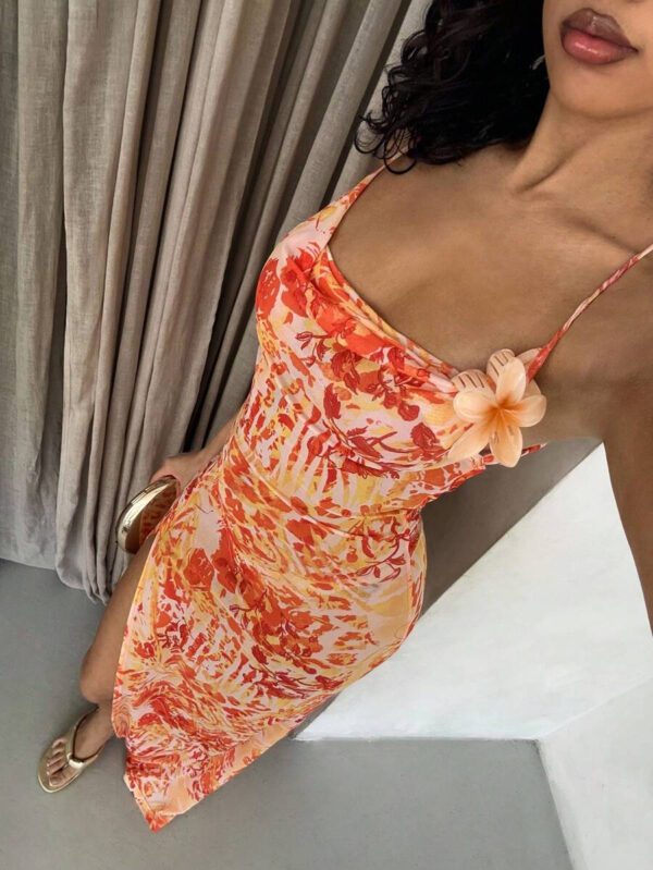 Glamine Spring & Summer Sexy Romantic Vacation Swing Collar Backless High Slit See-Through Chiffon Leopard Zebra Pattern Ink Print Suspenders Women Maxi Dresses Beach Outfits For Woman Resort Wear – Image 4