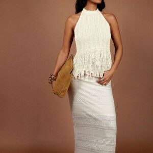 COSMINA Women Sleeveless Solid Color Knitted Top, Fashionable For Summer