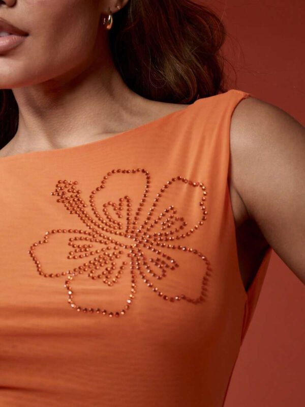 MISSGUIDED Sleeveless Rhinestone Hibiscus Tank Summer Beachwear Yoga Athletic Dance Studio Flow Crop Top Workout Fashion – Image 5