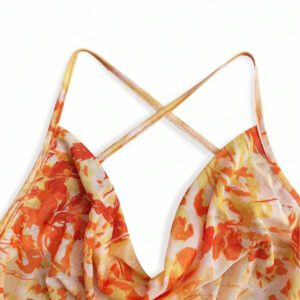 Glamine Spring & Summer Sexy Romantic Vacation Swing Collar Backless High Slit See-Through Chiffon Leopard Zebra Pattern Ink Print Suspenders Women Maxi Dresses Beach Outfits For Woman Resort Wear