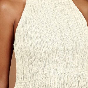 COSMINA Women Sleeveless Solid Color Knitted Top, Fashionable For Summer