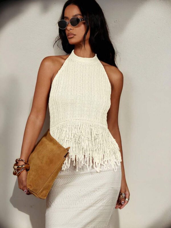 COSMINA Women Sleeveless Solid Color Knitted Top, Fashionable For Summer – Image 17