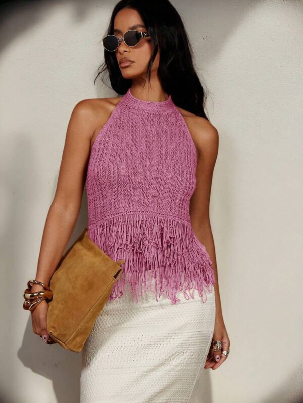 COSMINA Women Sleeveless Solid Color Knitted Top, Fashionable For Summer – Image 20