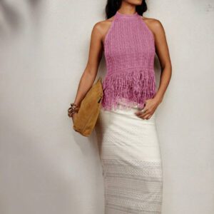 COSMINA Women Sleeveless Solid Color Knitted Top, Fashionable For Summer
