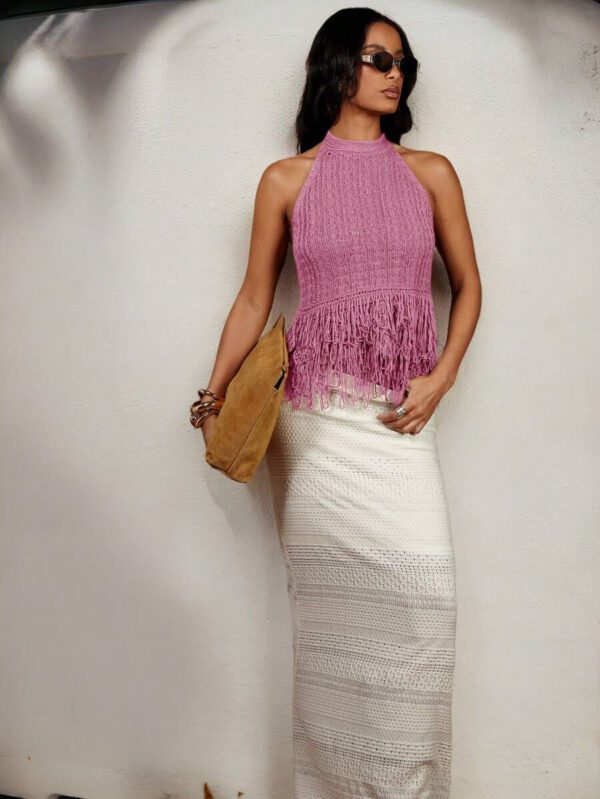 COSMINA Women Sleeveless Solid Color Knitted Top, Fashionable For Summer – Image 23