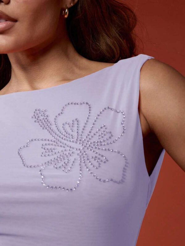 MISSGUIDED Sleeveless Rhinestone Hibiscus Tank Summer Beachwear Yoga Athletic Dance Studio Flow Crop Top Workout Fashion – Image 16