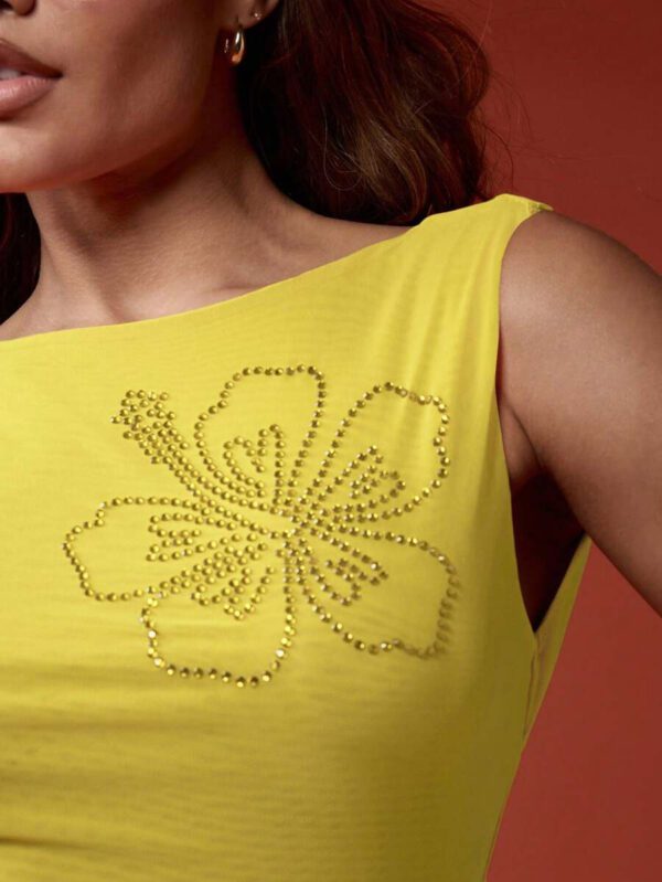 MISSGUIDED Sleeveless Rhinestone Hibiscus Tank Summer Beachwear Yoga Athletic Dance Studio Flow Crop Top Workout Fashion – Image 26