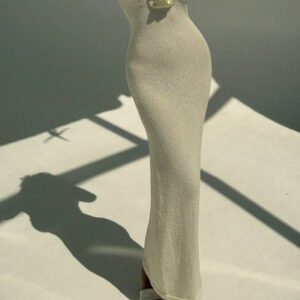 Aloruh Robe de plage moulante sans bretelles à fleurs abricot pour femmes, printemps/été
