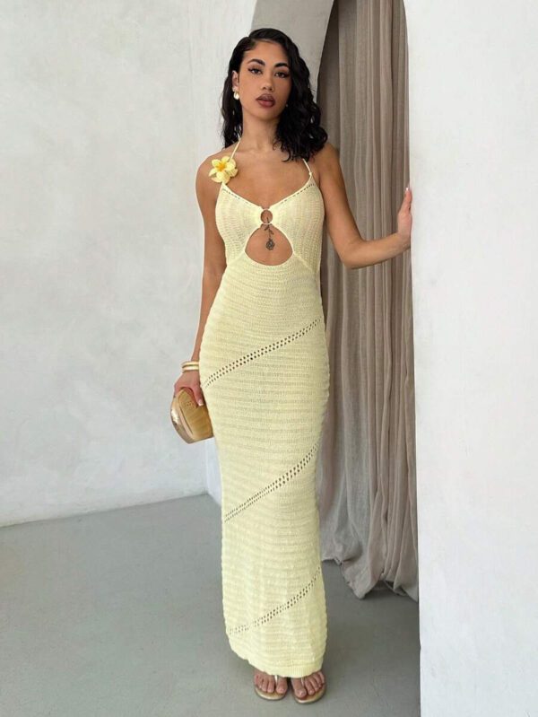 Glamine Robe-pull élégante pour femmes de style vacances, avec dos nu et sangles attachées – Image 2