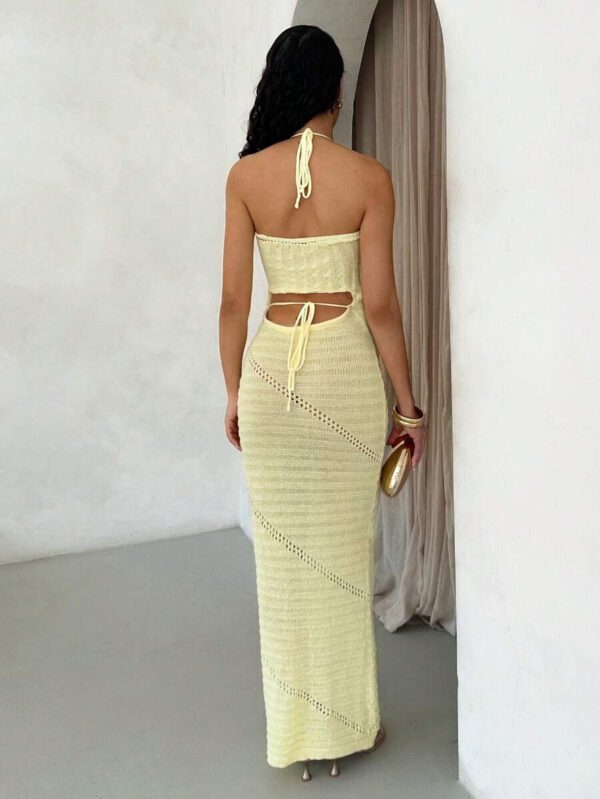 Glamine Robe-pull élégante pour femmes de style vacances, avec dos nu et sangles attachées – Image 3