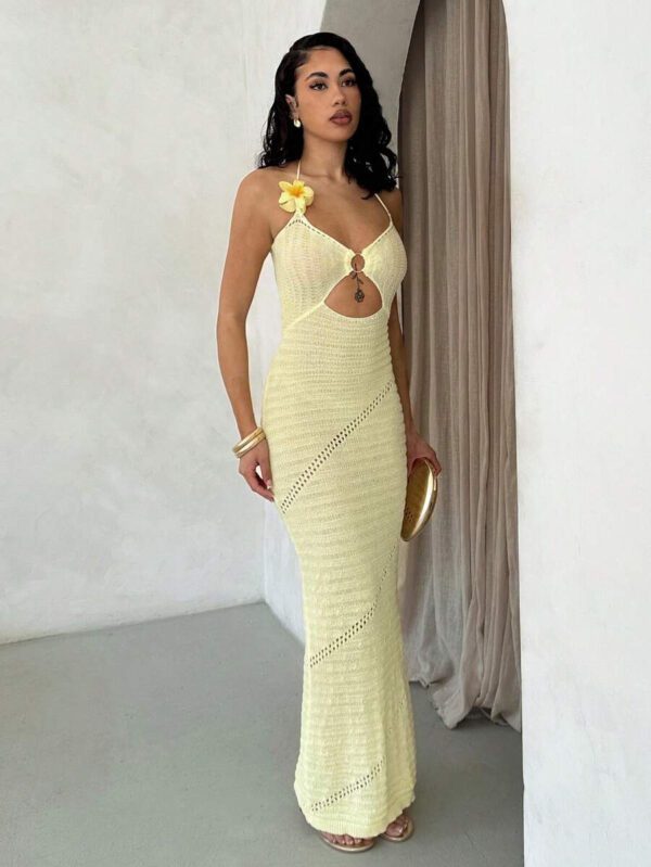 Glamine Robe-pull élégante pour femmes de style vacances, avec dos nu et sangles attachées – Image 4