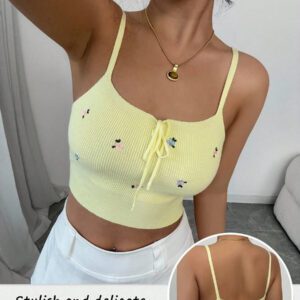 SHEIN Tall Débardeur tricoté slim fit à fleurs brodées