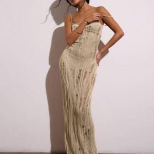 MUSERA Robe pull longue à dos bas en tricot délavé. Élégante pour les vacances d'été, printemps, festival des années 90, rave, Ibiza