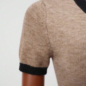 BamGleam Ensemble de pull pour femmes avec motif chiffre 7, Top court à manches courtes col V, style sport chic décontracté