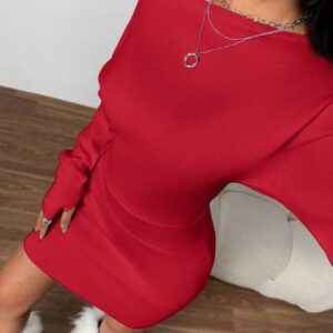 SHEIN EZwear Robe-pull à manches longues, col asymétrique de couleur unie, automne/hiver