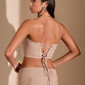 SHEIN BAE Haut tube tressé et haut corset d'été pour femmes, tenues de plage et style boho