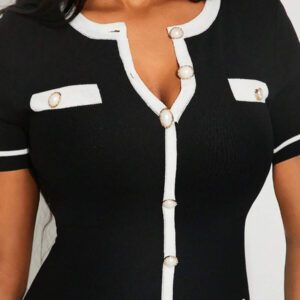 SHEIN SXY Nouvelle arrivée Robe pull moulante sexy et élégante dans le style français noir pour femmes