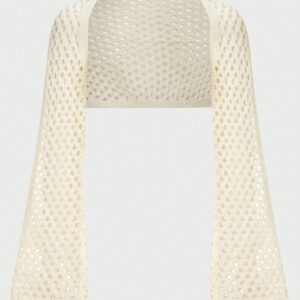 Flirla Cardigan court en maille ajourée de couleur unie décontracté pour femmes, printemps/automne