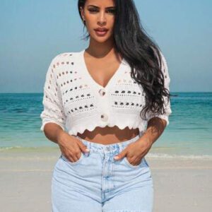 Cardigan tricoté ajouré léger pour l'été