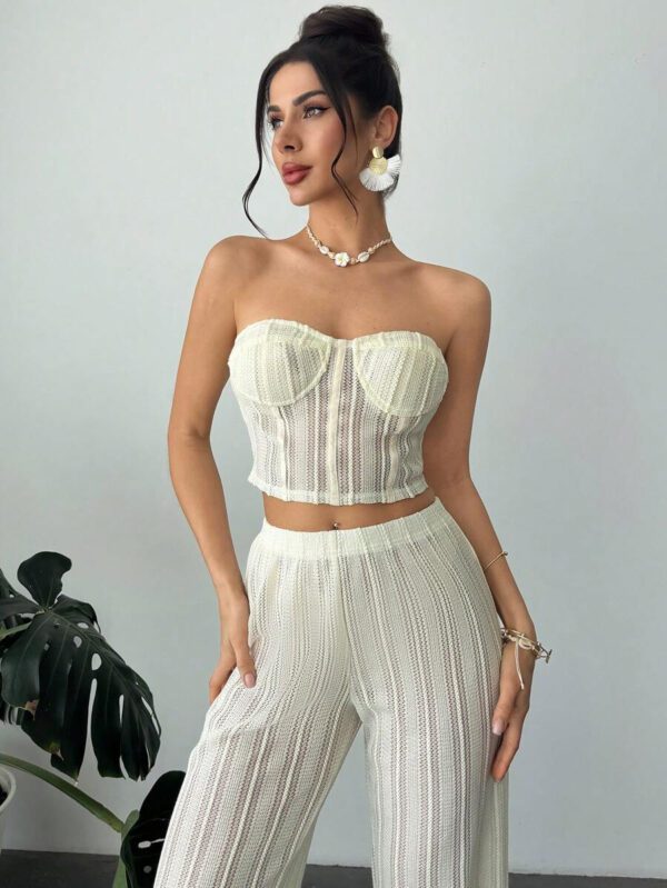Firerie 2 pièces Ensemble : Soutien-gorge de forme sexy ajouré et pull pour femmes – Image 4