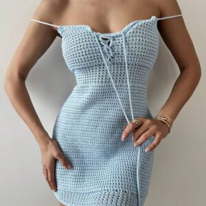 Firerie Robe tricotée élégante avec épaulettes ajustées de couleur unie pour femmes