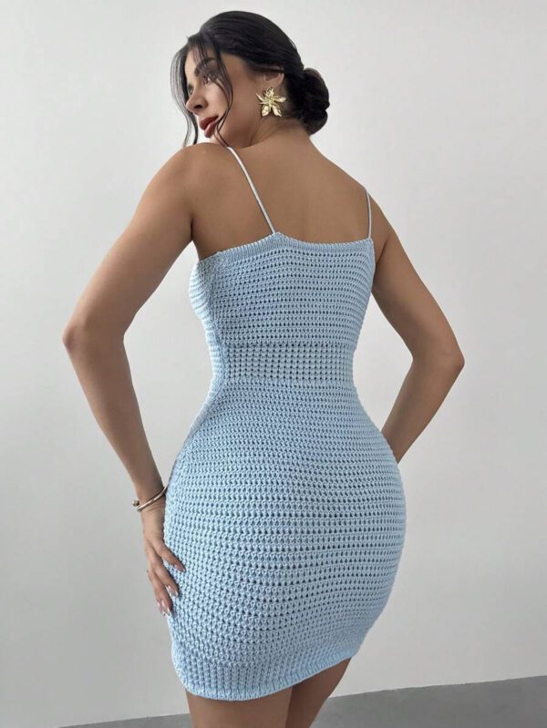 Firerie Robe tricotée élégante avec épaulettes ajustées de couleur unie pour femmes – Image 7
