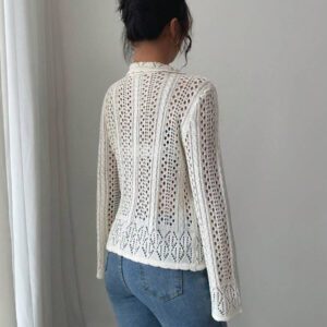 SHEIN Clasi Cardigan casual chic de vacances style coréen Chiang Mai Sunshine avec col ajouré