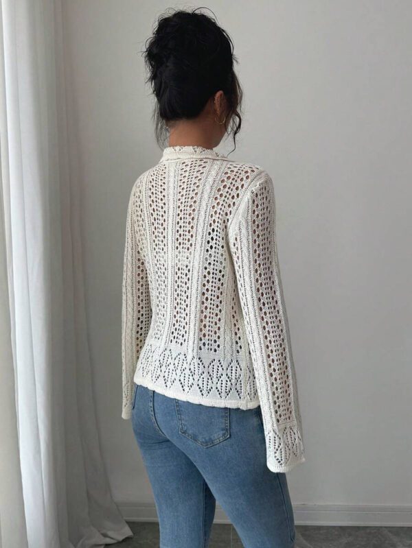 SHEIN Clasi Cardigan casual chic de vacances style coréen Chiang Mai Sunshine avec col ajouré – Image 3