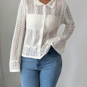 SHEIN Clasi Cardigan casual chic de vacances style coréen Chiang Mai Sunshine avec col ajouré