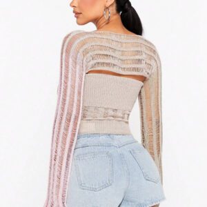 Hauture Ensemble de cardigans simples et usagés pour femmes avec Top tube