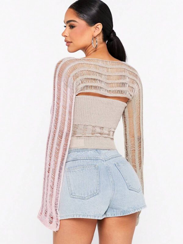 Hauture Ensemble de cardigans simples et usagés pour femmes avec Top tube – Image 3