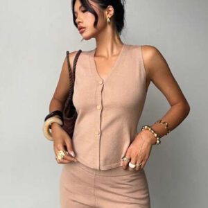 Aloruh Ensemble 2 pièces femme, cardigan sans manches à boutonnage simple et short, décontracté, pour l'été