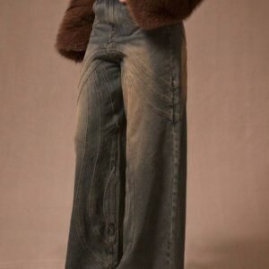 MUSERA Jeans ample à coutures, style décontracté mignon pour le printemps, l'été, les concerts, l'automne et l'hiver, à porter au quotidien