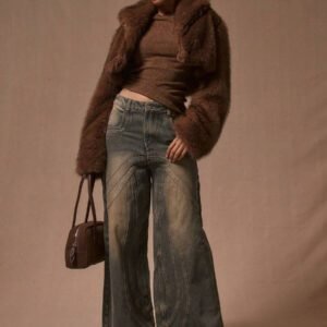 MUSERA Jeans ample à coutures, style décontracté mignon pour le printemps, l'été, les concerts, l'automne et l'hiver, à porter au quotidien