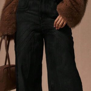 MUSERA Jeans ample à coutures, style décontracté mignon pour le printemps, l'été, les concerts, l'automne et l'hiver, à porter au quotidien