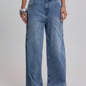 MUSERA Jeans ample à coutures, style décontracté mignon pour le printemps, l'été, les concerts, l'automne et l'hiver, à porter au quotidien