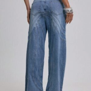 MUSERA Jeans ample à coutures, style décontracté mignon pour le printemps, l'été, les concerts, l'automne et l'hiver, à porter au quotidien