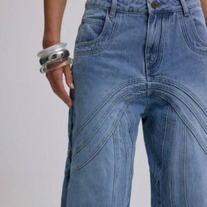 MUSERA Jeans ample à coutures, style décontracté mignon pour le printemps, l'été, les concerts, l'automne et l'hiver, à porter au quotidien