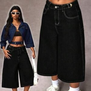 SHEIN EZwear Jeans larges décontractés à poches lâches et à la mode pour femmes
