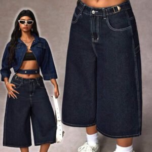 SHEIN EZwear Jeans larges décontractés à poches lâches et à la mode pour femmes