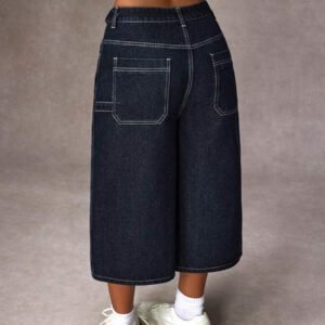 SHEIN EZwear Jeans larges décontractés à poches lâches et à la mode pour femmes
