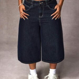 SHEIN EZwear Jeans larges décontractés à poches lâches et à la mode pour femmes