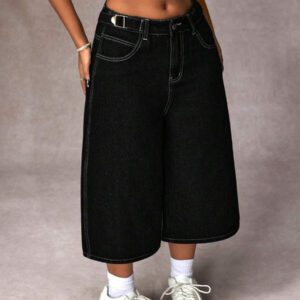 SHEIN EZwear Jeans larges décontractés à poches lâches et à la mode pour femmes